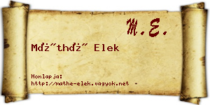 Máthé Elek névjegykártya